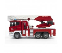 Пожарная машина Scania Bruder с выдвижной лестницей и помпой, со звуковыми и световыми эффектами (Bruder, 03-590)