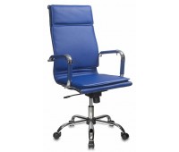 Кресло руководителя Бюрократ CH-993/blue синий искусственная кожа крестовина хром