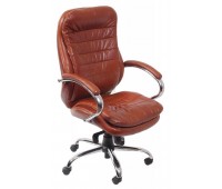 Кресло руководителя Бюрократ T-9950AXSN/Brown сиденье коричневый кожа/кожзам крестовина хром