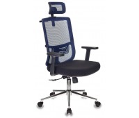 Кресло руководителя Бюрократ MC-612-H, BL, 26-B01 синий BM-17 сиденье черный 26-В01 сетка, ткань крестовина хром