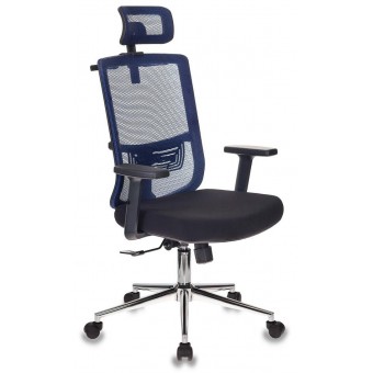 Кресло руководителя Бюрократ MC-612-H, BL, 26-B01 синий BM-17 сиденье черный 26-В01 сетка, ткань крестовина хром
