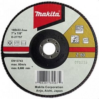 Диск шлифовальный лепестковый 180х22 мм ( K80 ) D-27757 MAKITA