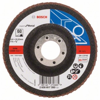 Bosch Лепестковый шлифкруг X551, Expert for Metal 115 мм, 22,23 мм, 60 (2608607350)