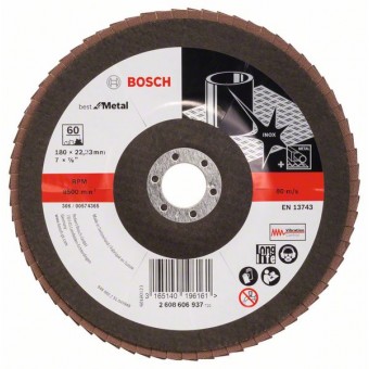 Bosch Лепестковый шлифкруг X551, Expert for Metal 180 мм, 22,23 мм, 60 (2608606937)