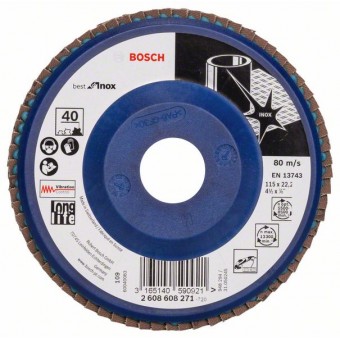 Bosch Лепестковый шлифкруг X581, Best for Inox 115 мм, 22,23, 40 (2608608271)