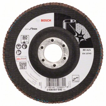 Bosch Лепестковый шлифкруг X581, Best for Inox 125 мм, 22,23 мм, 80 (2608607640)