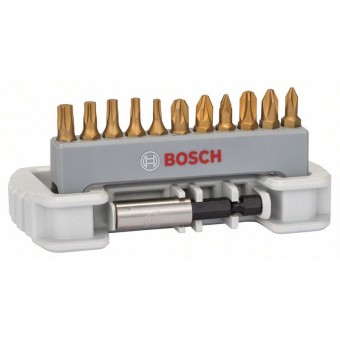 Bosch Набор бит для шуруповерта 11 шт., вкл. держатель для бит PH1, PH2, PH3, PZ1, PZ2, PZ3, T10, T15, T20, T25, T30, 25 мм (2608522132)