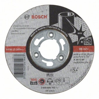 Bosch Обдирочный круг, прямой, по нержавеющей стали, SDS-pro A 30 Q BF, 100 мм, 4,0 мм (2608600702)