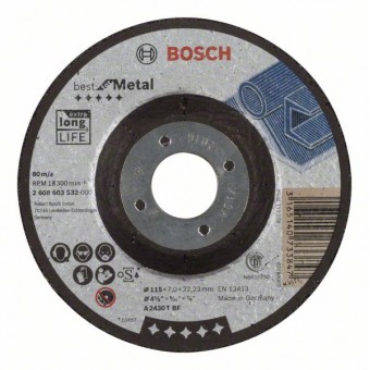 Bosch Обдирочный круг, выпуклый, Best for Metal A 2430 T BF, 115 мм, 7,0 мм (2608603532)