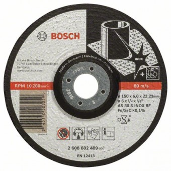 Bosch Обдирочный круг, выпуклый Expert for Inox AS 30 S INOX BF, 150 мм, 6,0 мм (2608602489)