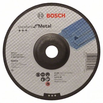 Bosch Обдирочный круг, выпуклый, Standard for Metal A 24 P BF, 180 мм, 22,23 мм, 6,0 мм (2608603183)