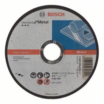 Bosch Отрезной диск прямой Standard for Metal A 60 T BF, 125 мм, 22,23 мм, 1,6 мм (2608603165)
