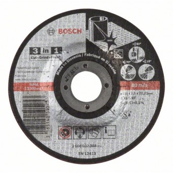 Bosch Отрезной круг «3 в 1» A 46 S BF, 115 мм, 2,5 мм (2608602388)