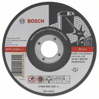 Bosch Отрезной круг, прямой, Best for Inox - Rapido Long Life A 60 W BF 41, 115 мм, 22,23 мм, 1,0 мм (2608602220)