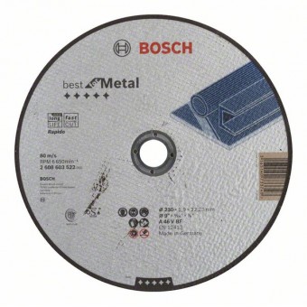 Bosch Отрезной круг, прямой, Best for Metal, Rapido A 46 V BF, 230 мм, 1,9 мм (2608603522)