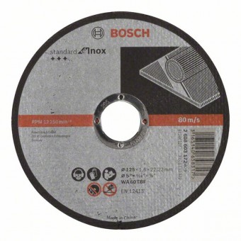 Bosch Отрезной круг, прямой, Standard for Inox WA 60 T BF, 125 мм, 22,23 мм, 1,6 мм (2608603172)