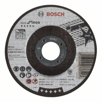 Bosch Отрезной круг, выпуклый, Best for Inox A 30 V INOX BF, 115 мм, 2,5 мм (2608603503)