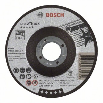 Bosch Отрезной круг, выпуклый, Best for Inox A 46 V INOX BF, 115 мм, 1,5 мм (2608603495)