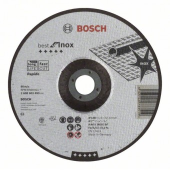 Bosch Отрезной круг, выпуклый, Best for Inox, Rapido A 46 V INOX BF, 180 мм, 1,6 мм (2608603499)
