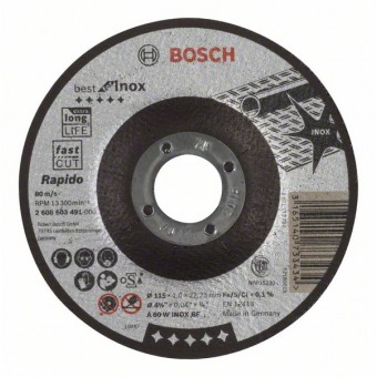 Bosch Отрезной круг, выпуклый, Best for Inox, Rapido A 60 W INOX BF, 115 мм, 1,0 мм (2608603491)