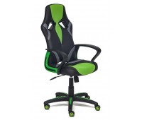 Кресло «Ранер» (Runner) (Искусственная черная кожа + зелёная сетка)