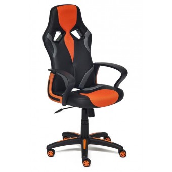 Кресло «Ранер» (Runner) (Искусственная черная кожа +оранжевая сетка)