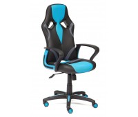 Кресло «Ранер» (Runner blue) (Искусственная черная кожа + голубая сетка)