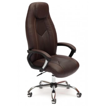 Кресло «Босс» (Boss) (Искусственная коричневая кожа + искусственная коричневая перфорированная кожа)