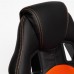 Кресло «Driver» (Искусственная черная кожа + оранжевая сетка)
