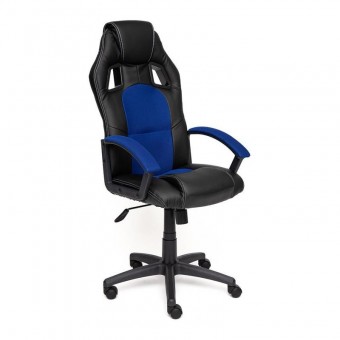 Кресло «Driver» (Искусственная черная кожа + синяя сетка)