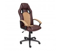 Кресло «Driver» (Искусственная коричневая кожа + бронзовая сетка)