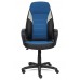 Кресло «Интер» (INTER) (Искусственная чёрная кожа + синяя ткань)